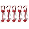 Yuecoom 5pcs Tent Stakes Pegs with Carabiner Clips, Large Deck Boards Camping Tent Fixing Stakes Adjustable Wind Rope Anchor for Gallery Road or Timber Deck(Red) view 1