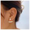 Andelaisi Bohemia Pearl Ear Jacket Earrings Gold Pearl Studs Earrings Vintage Pearl Jacket Stud Earrings Wedding Pearl Front Back Earrings Jewelry for Women view 2