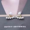 Andelaisi Bohemia Pearl Ear Jacket Earrings Gold Pearl Studs Earrings Vintage Pearl Jacket Stud Earrings Wedding Pearl Front Back Earrings Jewelry for Women view 3