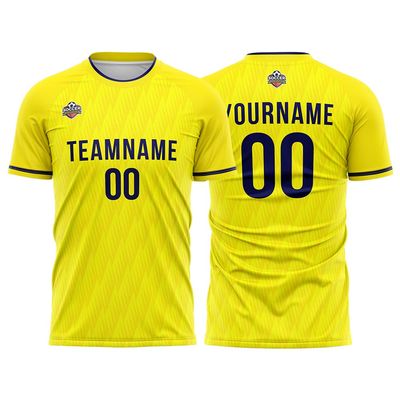 Customize Your Team Soccer Jersey Uniforms with Name and Number Soccer Jersey (B-Yellow-Navy)