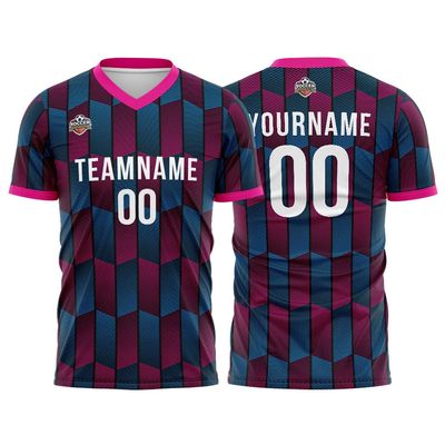 Customize Your Team Soccer Jersey Uniforms with Name and Number Soccer Jersey (G-Black-Pink)