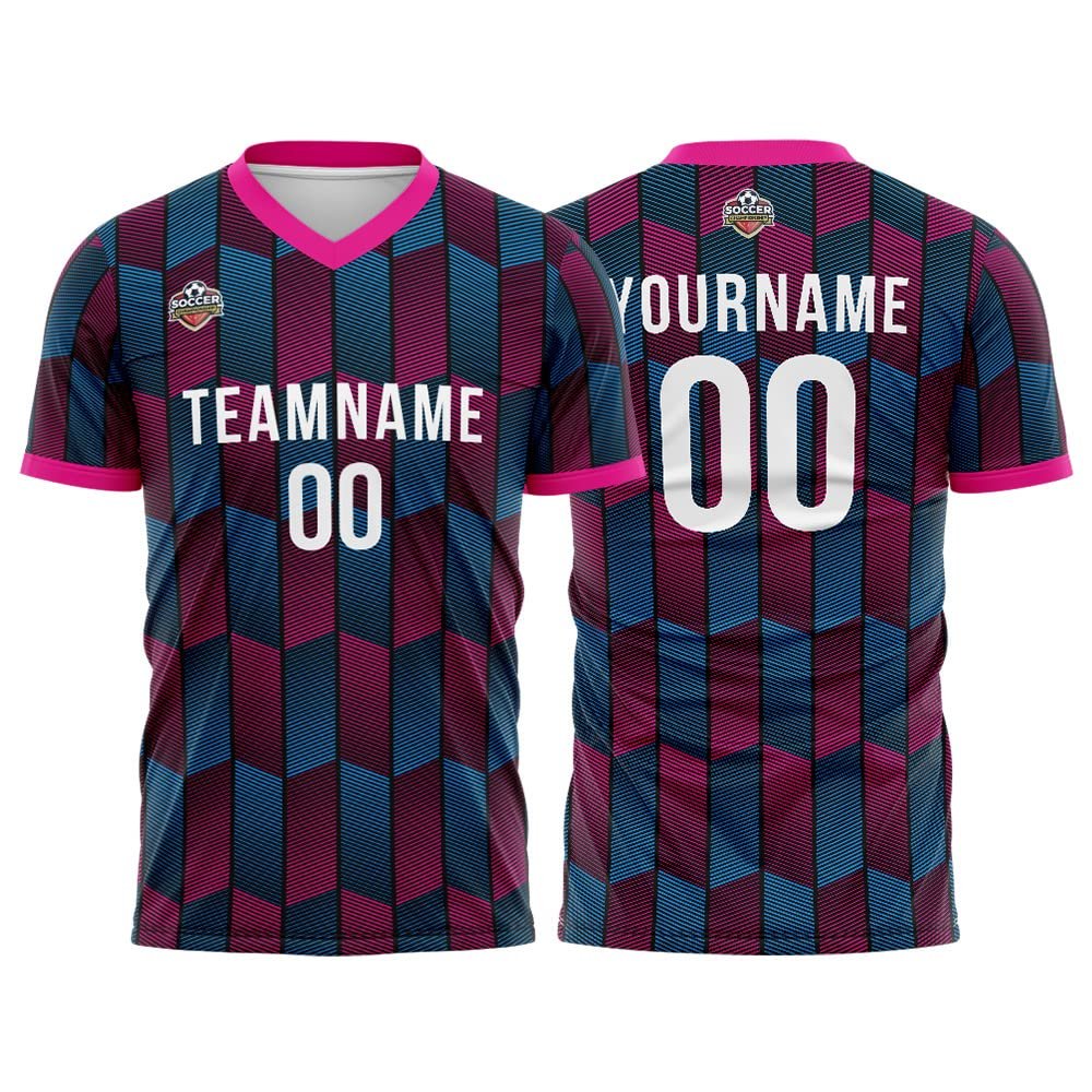 Customize Your Team Soccer Jersey Uniforms with Name and Number Soccer Jersey (G-Black-Pink)