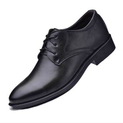 Single Season Oxford Shoes for Men Lace Up Round Toe PU Leather Rubber Sole Anti-Slip Block Heel Non Slip Party Very Popular Among Young People (Color : Black, Size : 7)