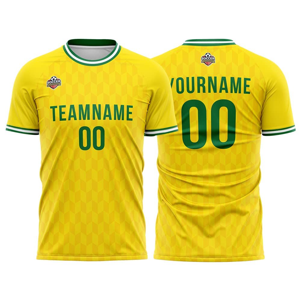 Customize Your Team Soccer Jersey Uniforms with Name and Number Soccer Jersey (C-Yellow-Royal)