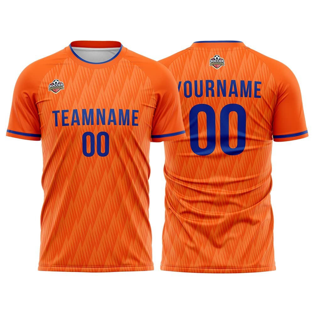 Customize Your Team Soccer Jersey Uniforms with Name and Number Soccer Jersey (B-Orange-White)