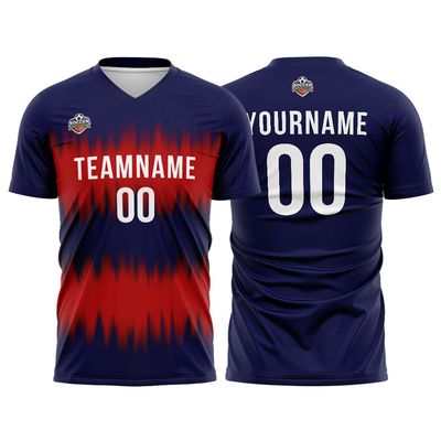 Customize Your Team Soccer Jersey Uniforms with Name and Number Soccer Jersey (A-Navy-Red)