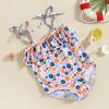 CHAUKAREAUL Baby Swimsuit Girl One Piece Strap Ruffle Sleeveless Flower Print Bikini Swimwear Bathing Suit Summer Beach Wear (Navy Orange, 0-6 Months) view 3