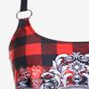 ROSE GAL Womens Plus Size Gothic Skull Plaid Padded Boyleg Strappy Modest Tankini Swimsuit Set(Red_2/L) view 4