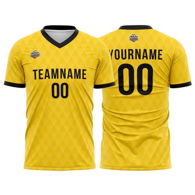 Customize Your Team Soccer Jersey Uniforms with Name and Number Soccer Jersey (D-Yellow-Black)