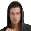 JEsilunmaMY Men's Cotton Linen Hippie Hooded Shirts Short Sleeve V Neck Lace Up Beach Shirt Solid Loose Yoga Henley Shirts (US Size XS Asia S,Black) view 2