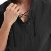 JEsilunmaMY Men's Cotton Linen Hippie Hooded Shirts Short Sleeve V Neck Lace Up Beach Shirt Solid Loose Yoga Henley Shirts (US Size XS Asia S,Black) view 4