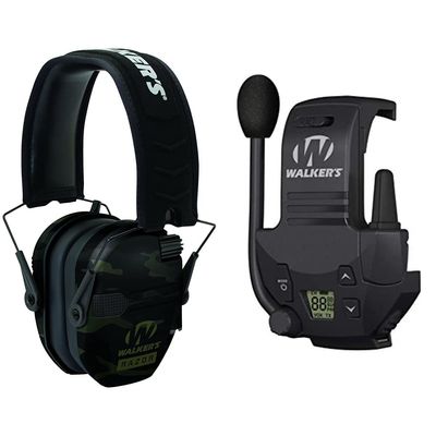 Walker's Game Ear GWP-RSEM-MCCG Gear Hearing Muff Multi Cam Black & Razor Walkie Talkie Handsfree Communication up to 3 Miles, Black