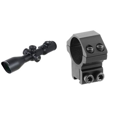 UTG 3-12X44 30mm Compact Scope, AO, 36-color Mil-dot, Rings , Black & Accu-Shot UTG 30mm/2PCs Medium Profile Airgun Rings w/Stop Pin , Black