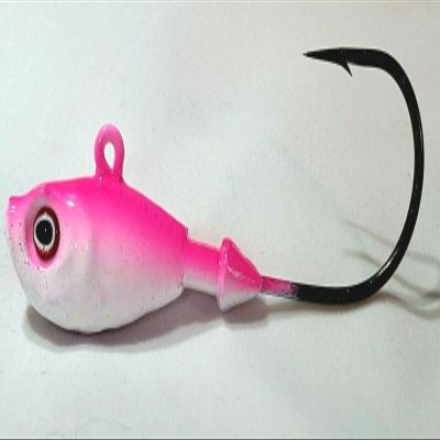 10 "Ultra Minnow" Jig Heads Swimbait Lure Powder Coated Ultra Point Hook - Wh/PK 1/4 oz