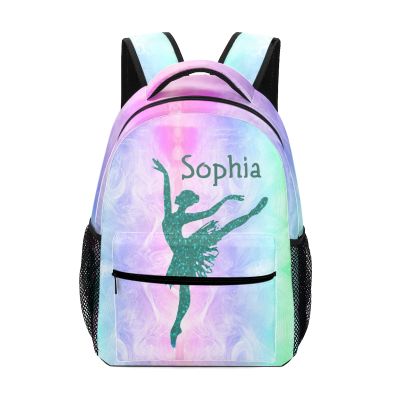 CUXWEOT Love to Dance Ballerina Purple Personalized Backpack Waterproof Bags for Girls Boys Gift with Name