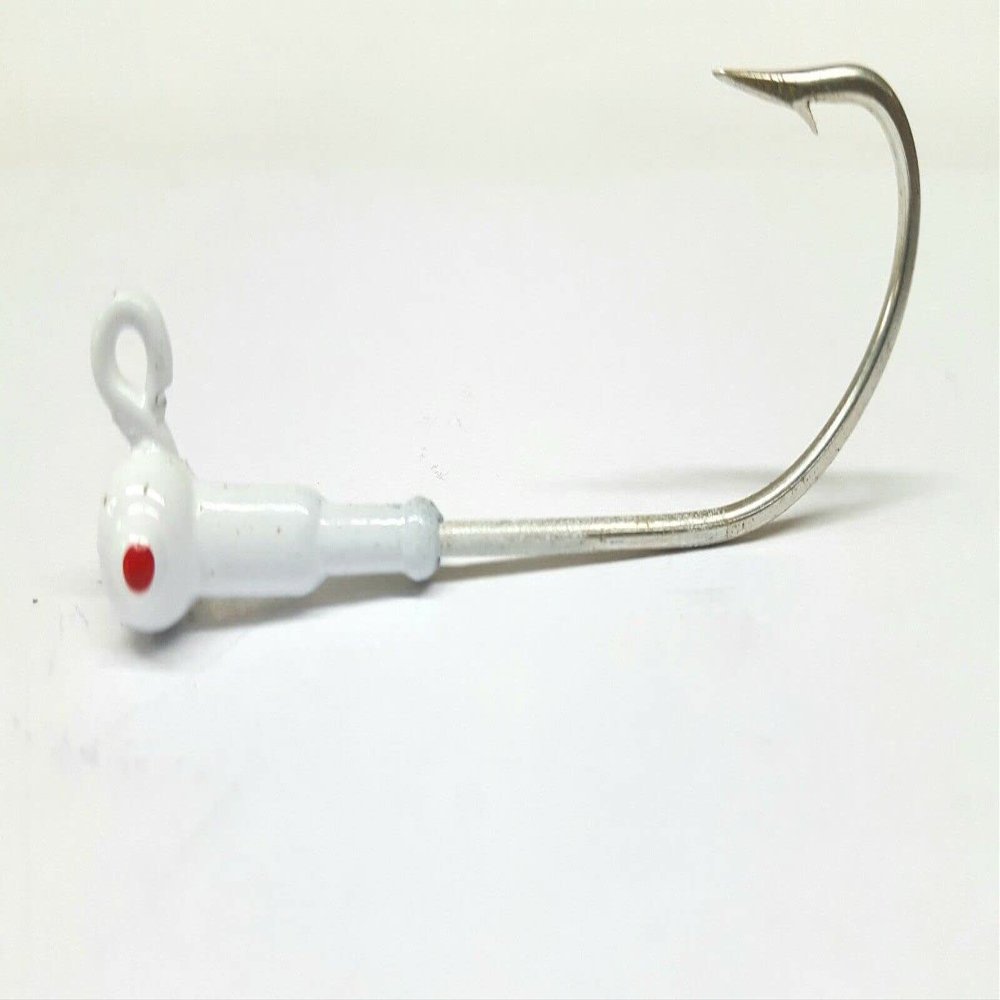 10 "Popeye" Jig Heads Striped Bass Grouper Lure Mustad Forged Saltwater Hook-Wh 1 oz