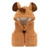 Ikevan Toddler Kids Baby Girls Boys Solid Outdoor Vest Hooded Windproof Coat Children Cotton Cute Warm (Coffee#23, 3-4 Years) view 1