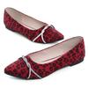 Hee grand Pointed Toe Ballet Flats for Women Suede Rhinestones Chains Dress Shoes Comfort Slip-On Loafers,Leopard Red 10 view 1