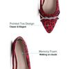 Hee grand Pointed Toe Ballet Flats for Women Suede Rhinestones Chains Dress Shoes Comfort Slip-On Loafers,Leopard Red 10 view 3
