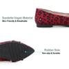 Hee grand Pointed Toe Ballet Flats for Women Suede Rhinestones Chains Dress Shoes Comfort Slip-On Loafers,Leopard Red 10 view 4