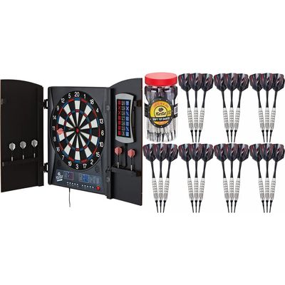 Fat Cat Mercury Electronic Dartboard + Cabinet Set with Soft Tip Darts