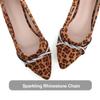 Hee grand Pointed Toe Ballet Flats for Women Suede Rhinestones Chains Dress Shoes Comfort Slip-On Loafers,Leopard Brown 5 view 2
