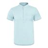 JEsilunmaMY Men's Pocket Cotton Linen Henley T-Shirt Casual Short Sleeve V Neck Beach Tee Shirt Loose Hippie Henley Shirts (US Size 3XL Asia 4XL,Light Blue) view 1