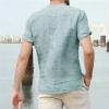 JEsilunmaMY Men's Pocket Cotton Linen Henley T-Shirt Casual Short Sleeve V Neck Beach Tee Shirt Loose Hippie Henley Shirts (US Size 3XL Asia 4XL,Light Blue) view 3