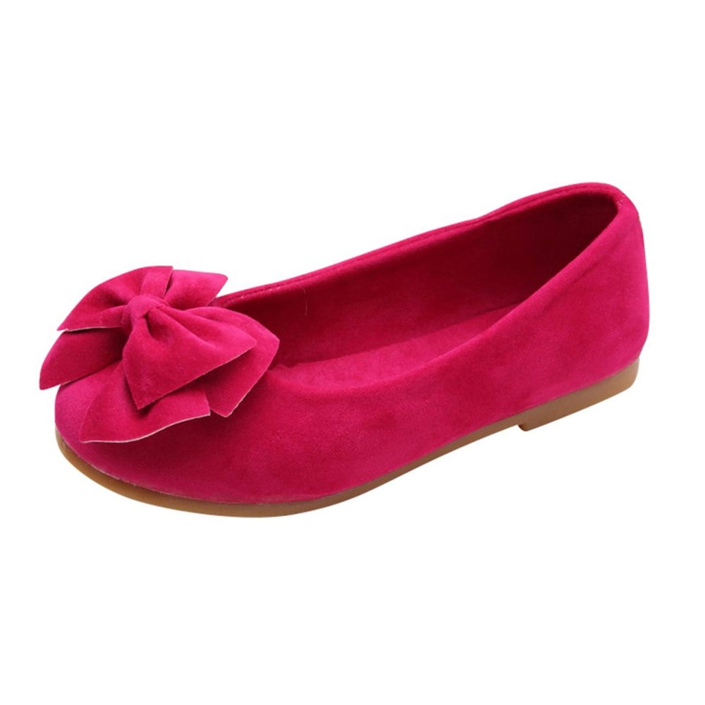 Baby Bowknot Soft Shoes Solid Kid Single Children Student Dance Princess Girls Baby Shoes Toddler Floor Socks (Hot Pink, 9.5 Little Kid)