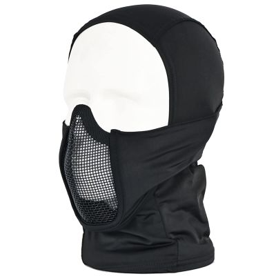 Balaclava Airsoft Mesh Mask,Ninja Style Airsoft Face Mask with Full Face Mouth Protection Airsoft Paintball Mask Waterproof Metal Mesh Mask (Black)
