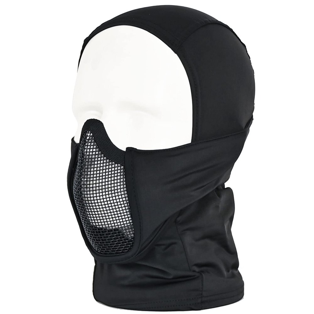Balaclava Airsoft Mesh Mask,Ninja Style Airsoft Face Mask with Full Face Mouth Protection Airsoft Paintball Mask Waterproof Metal Mesh Mask (Black)
