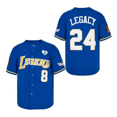 LEGEND 8 LEGACY24 Men's Legend 8 24 Movie Baseball Jersey Stitched (Dark Blue, Small)
