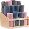 DELORM Floor Yoga Mat Rack Wood - Holds 12 Mats, Large Home Gym Yoga Mat Storage Holder, Kindergarten Carpets Stand Organizer view 1
