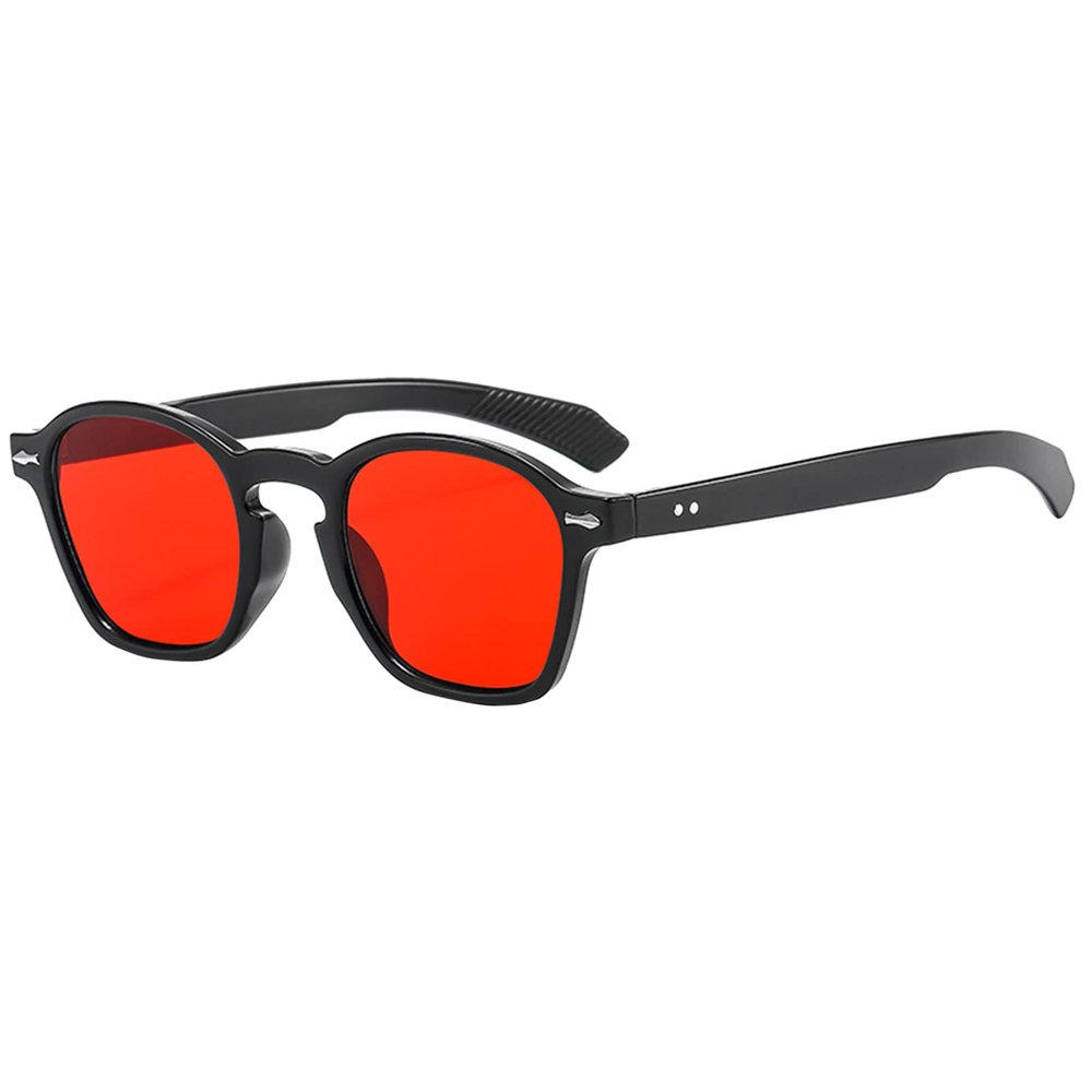 Men Women Polarized Sunglasses Fashion Classic Round Frame Sunglasses Pearl Glasses (Red, One Size)