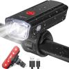 Bike Light, USB Rechargeable Bike Light Set High Lumen Front and Rear Bicycle Safety Lights 5 Modes LED Headlight and Tail Light IPX-6 Waterproof Flashlight with 2 Brackets view 1