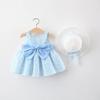 Baby Toddler Summer Tutu Dress Rainbow Floral Polka Dot Spring Tea Party Sundress Birthday Cake Smash Outfits Backless Bow Plaid Easter Dress Boho Hawaiian Beachwear Blue + White 6-12 Months view 2