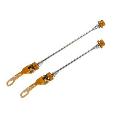 X AUTOHAUX 1 Pair Front Rear Bicycle Quick Release Axles Skewers Lever Aluminum Alloy 145mm 185mm Gold Tone for MTB Bike