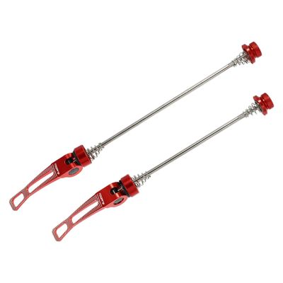 X AUTOHAUX 1 Pair 145mm 185mm Bicycle Skewers Quick Release Axles Skewers Front Rear Bike Axle Wheel Hub M5 x 0.8 Red