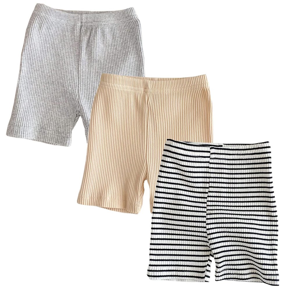 EISHOW 3 Pack Unisex Baby Shorts Cotton Blend Summer Bloomers Under Dress Pants for Toddlers Infant Girls Boys 0-18 Months (3PC A,9-12 Months)