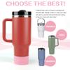 Silicone Bumper Boot for Stanley Quencher H2.0 40 oz 30 oz Tumbler with Handle & Stanley IceFlow 20oz 30oz, Protective Water Bottle Bottom Sleeve Cover, Tumbler Accessories (Pink) view 2