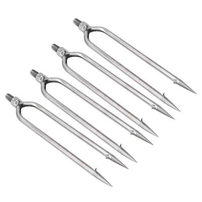 NDNCZDHC 4 Pieces 2 Forks Stainless Steel Harpoon Hook Barb Gun for Outdoor Fishing Tackle