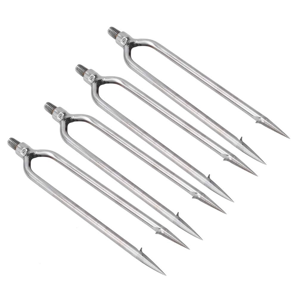 NDNCZDHC 4 Pieces 2 Forks Stainless Steel Harpoon Hook Barb Gun for Outdoor Fishing Tackle