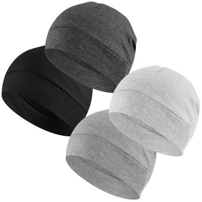 Headshion Cotton Skull Caps for Men Women,4-Pack Lightweight Beanie Sleep Hats Breathable Helmet Liner