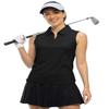 BGOWATU Women's Sleeveless Golf Polo Shirts Quarter Zip Tennis Workout Tank Tops with Collar UV Protection Dry Fit Black XL view 2