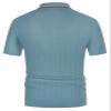 PJ PAUL JONES Men's Knitted Polo Shirts Short Sleeve Classic Fitted Textured Polo Sweaters Italian Knitwear for Movie Blue XL view 4