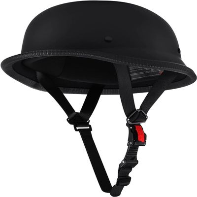 Bike Half Helmet, German Style DOT Approved Adult Men Women Retro Open Face Motorcycle-Helmets, Helmet for Adults, Half Shell(M, Matte Black)