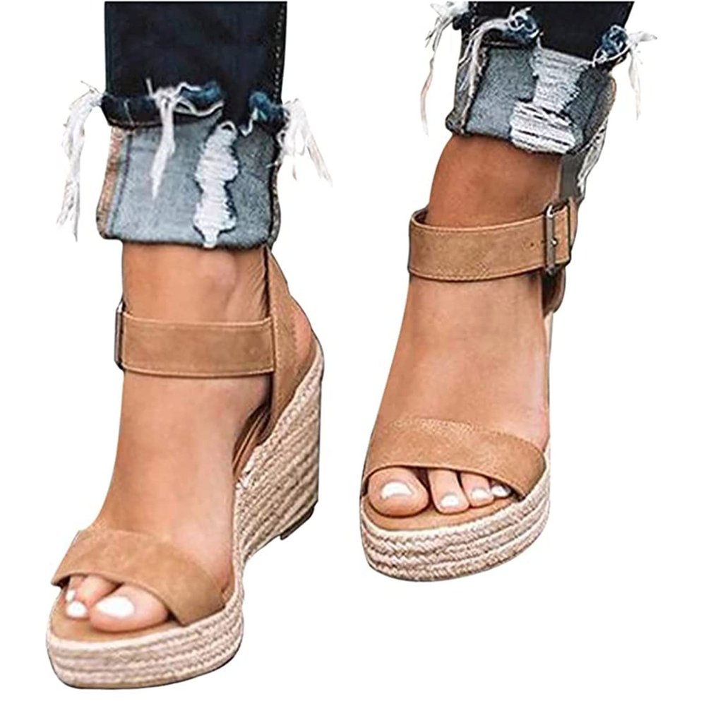 Ladmiple Summer Sandals For Women 2022 Beach Women's Platform Sandals Wedge Ankle Strap Open Toe Sandals