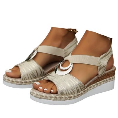 Ladmiple Women'S Sandals With Arch Support Platform Sandals Womens Open Toe Colorful Colorblock Bandage Casual Wedge Heel Ankle Strap Buckle Sandals