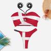Linkasi Denmark Flag Women's Sexy Open Back Thong Bikini Ties Side Bottom Triangle Bikini Swimsuit view 3