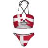 Linkasi Denmark Flag Women's Sexy Open Back Thong Bikini Ties Side Bottom Triangle Bikini Swimsuit view 4